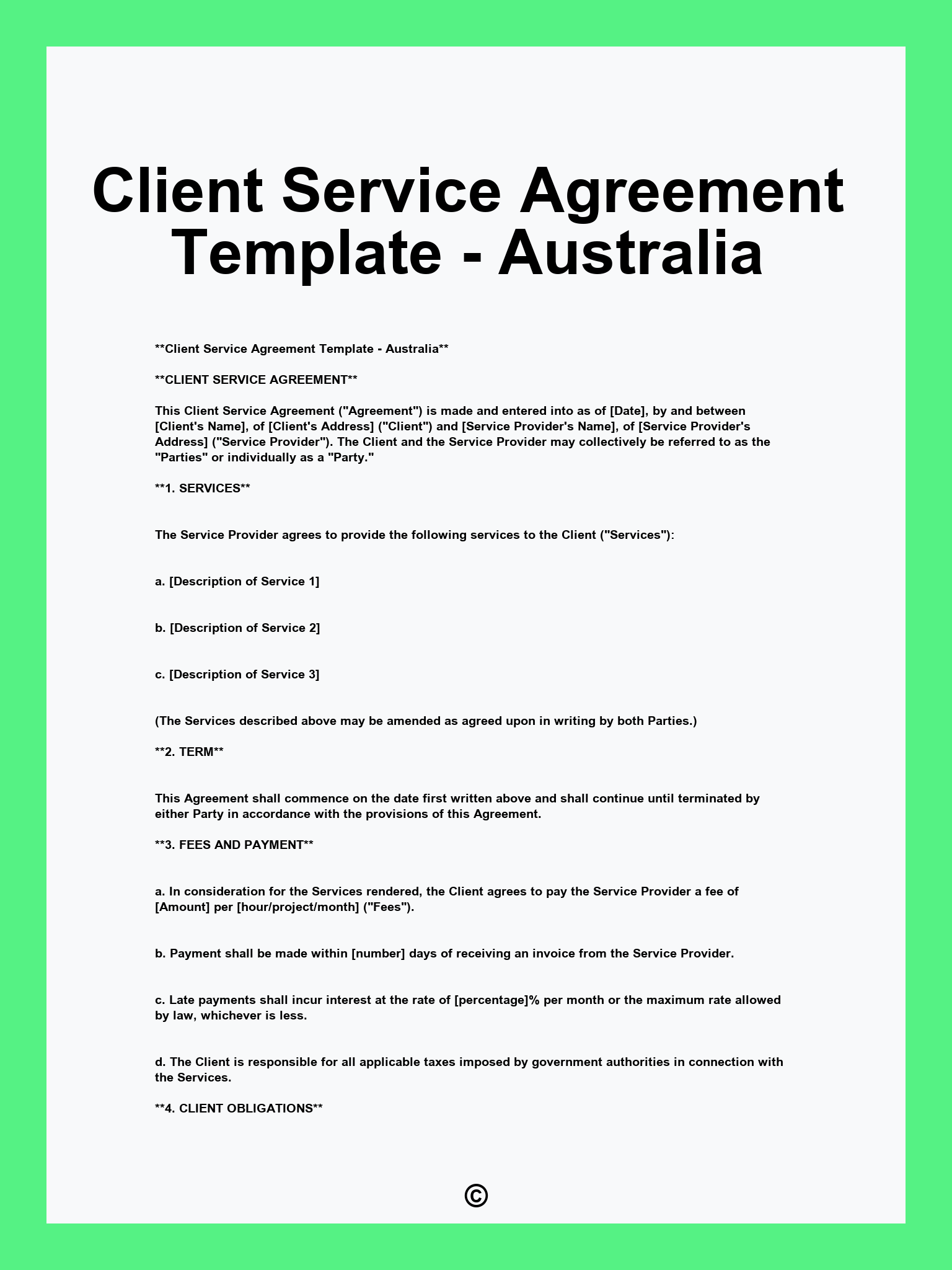 Client Service Agreement Template - Australia