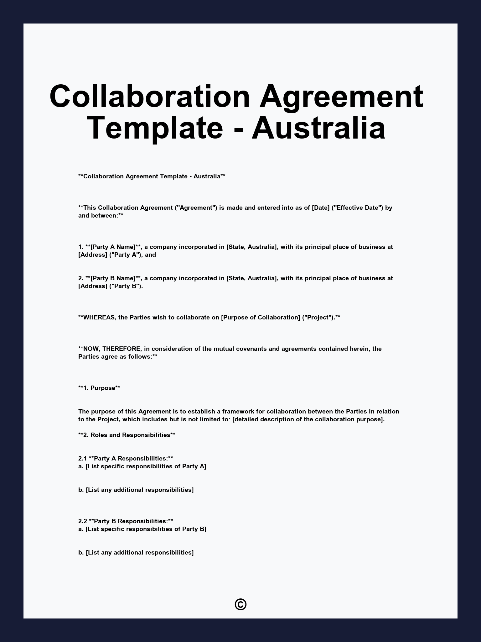 Collaboration Agreement Template - Australia