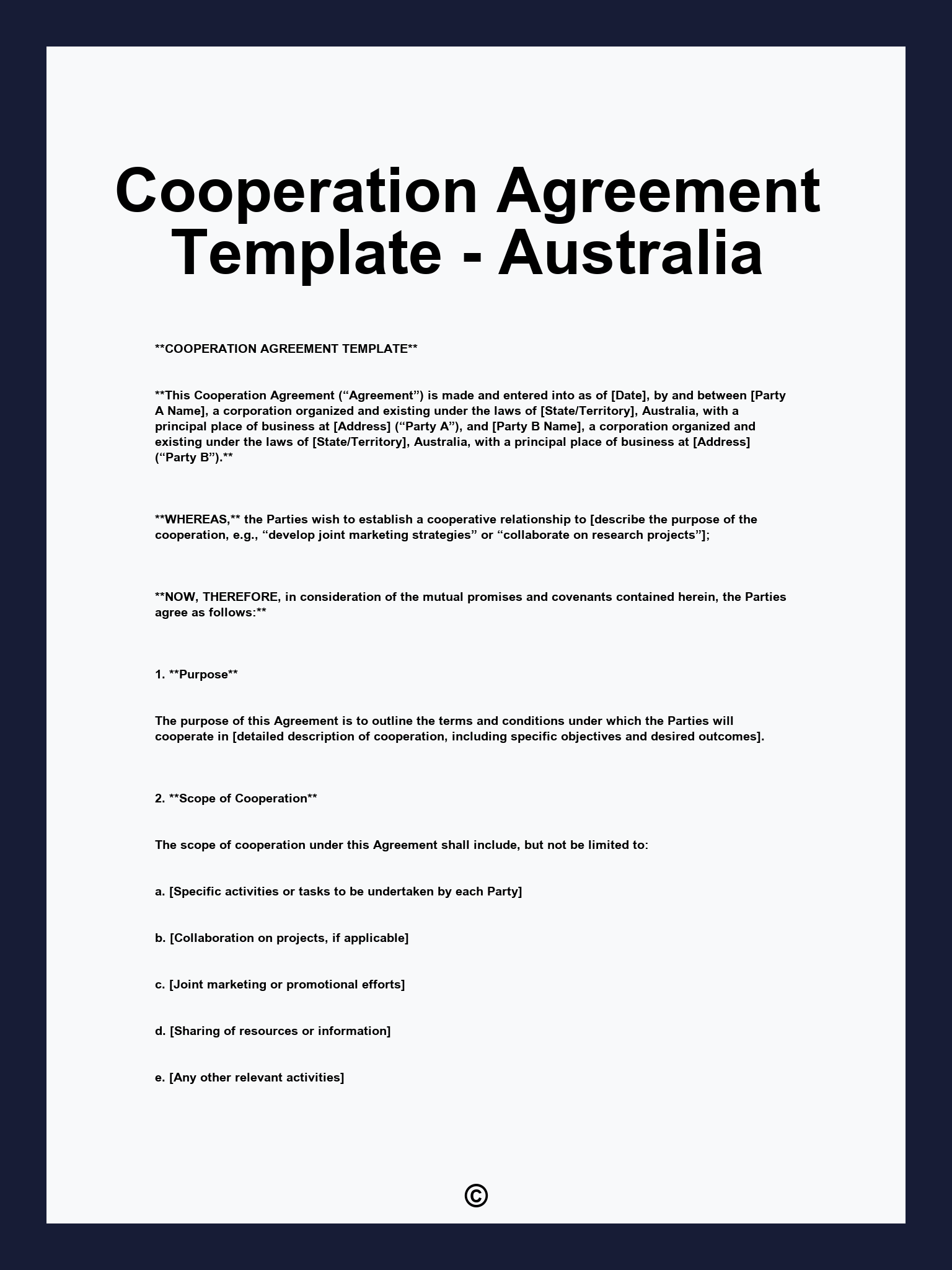 Cooperation Agreement Template - Australia