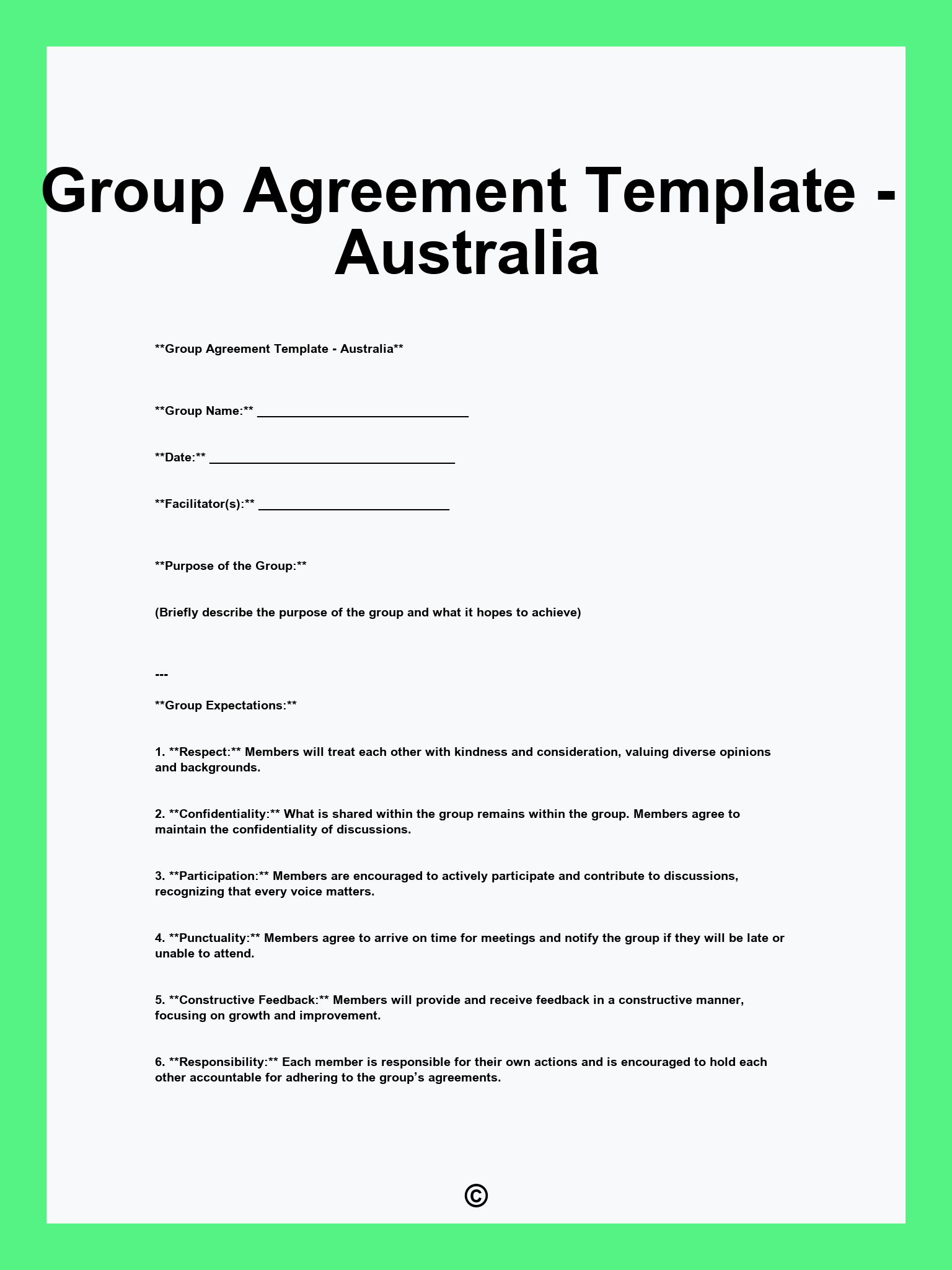 Group Agreement Template - Australia