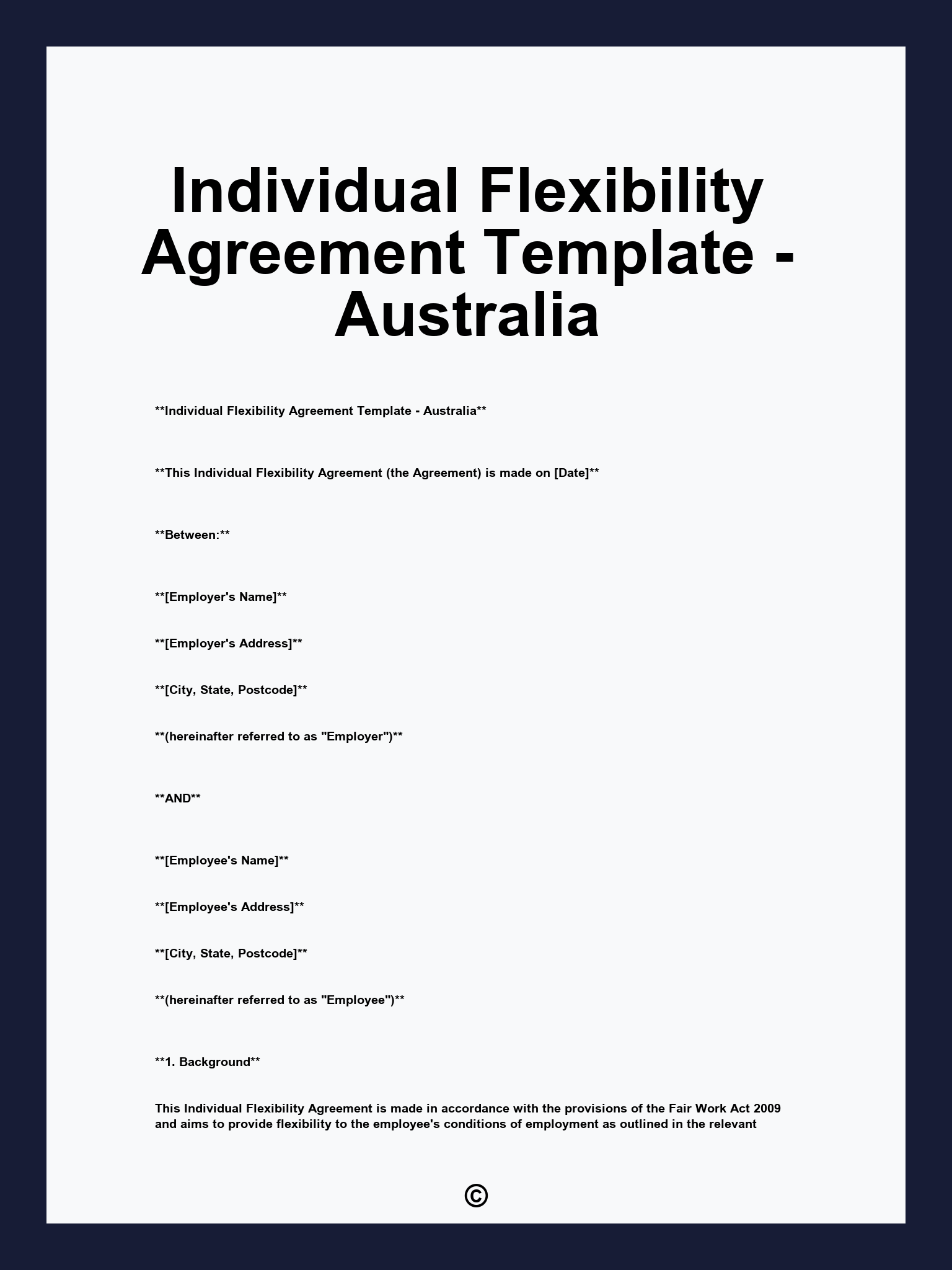 Individual Flexibility Agreement Template - Australia
