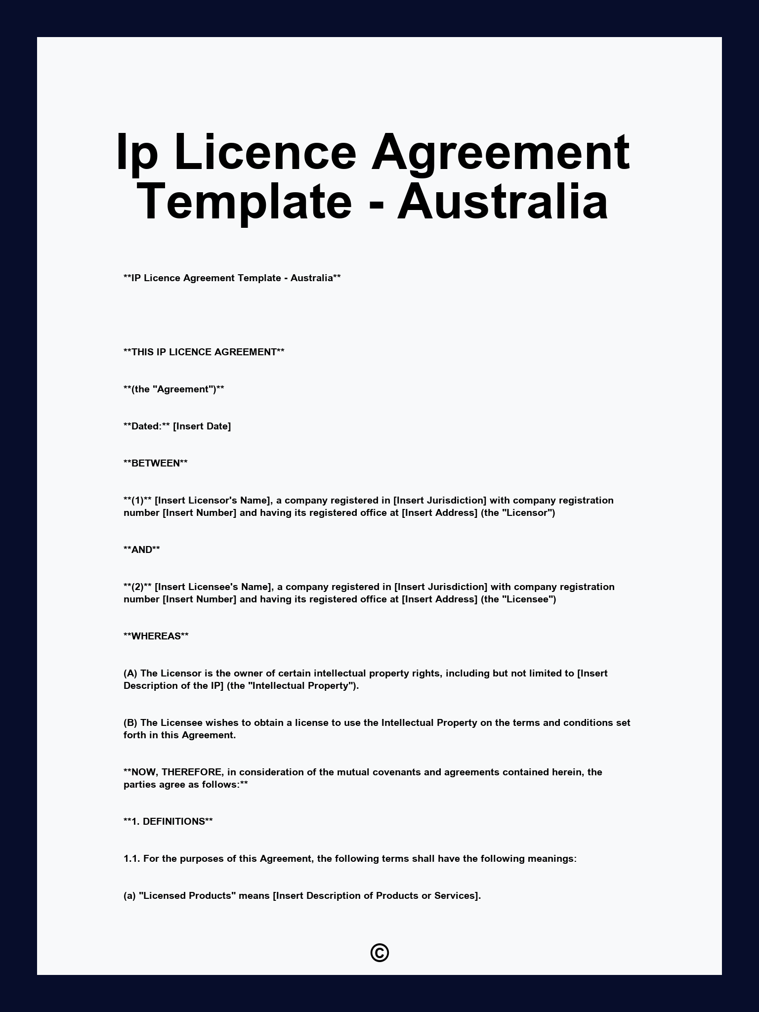Ip Licence Agreement Template - Australia