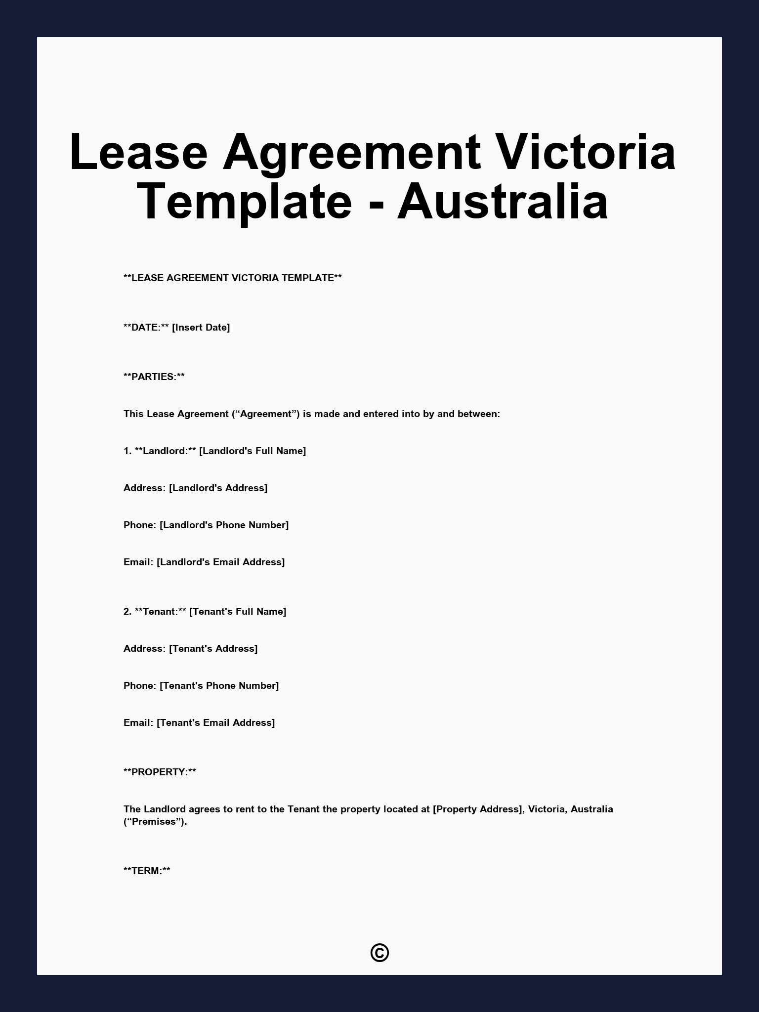 Lease Agreement Victoria Template - Australia