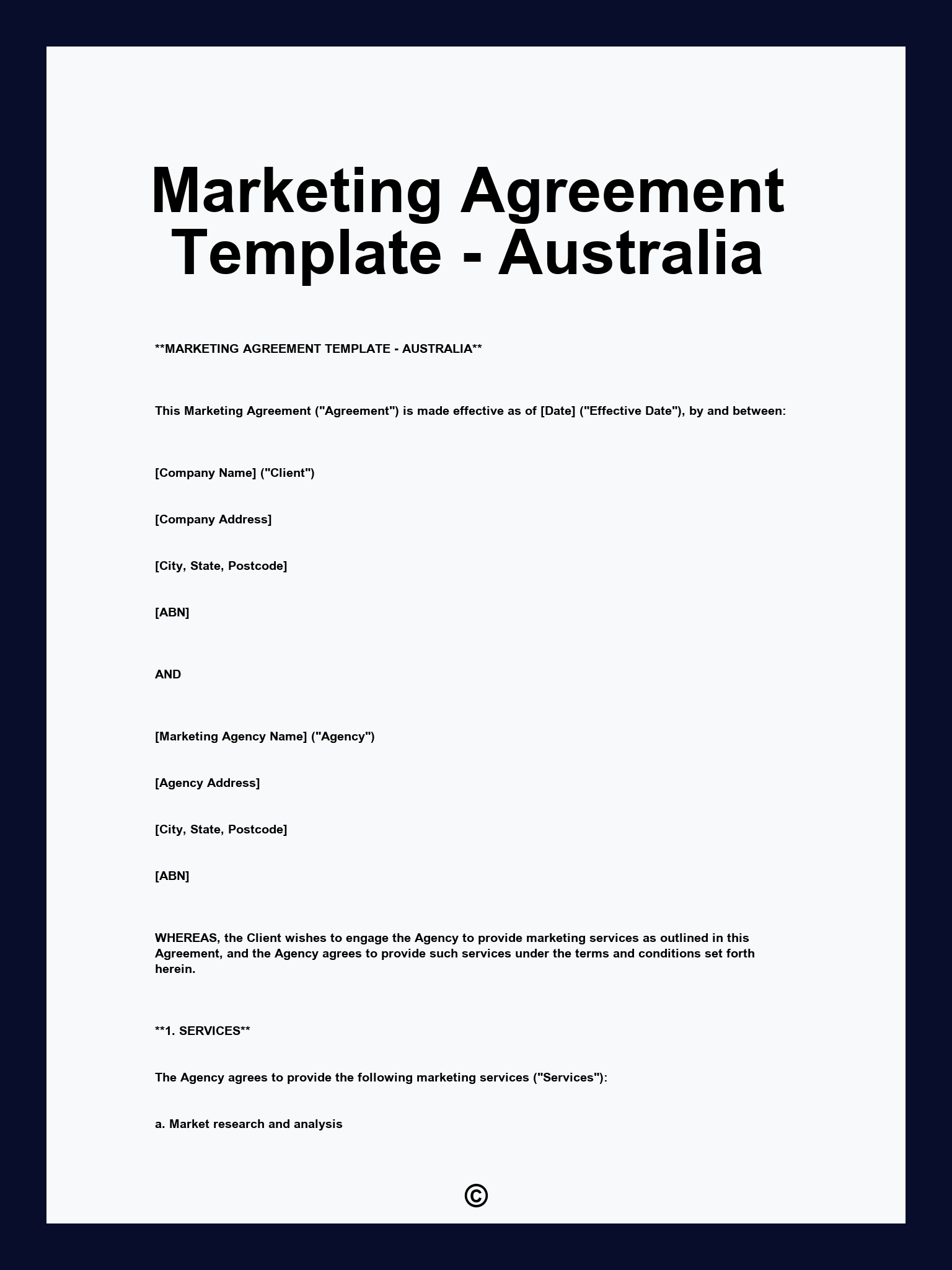 Marketing Agreement Template - Australia