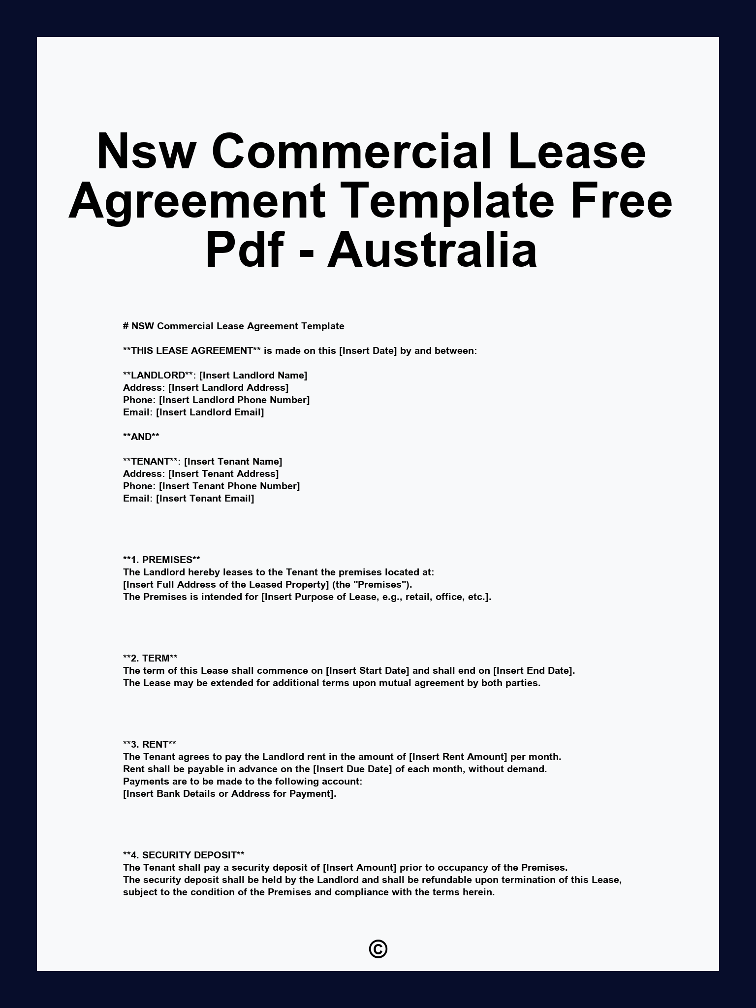 Nsw Commercial Lease Agreement Template Free Pdf - Australia