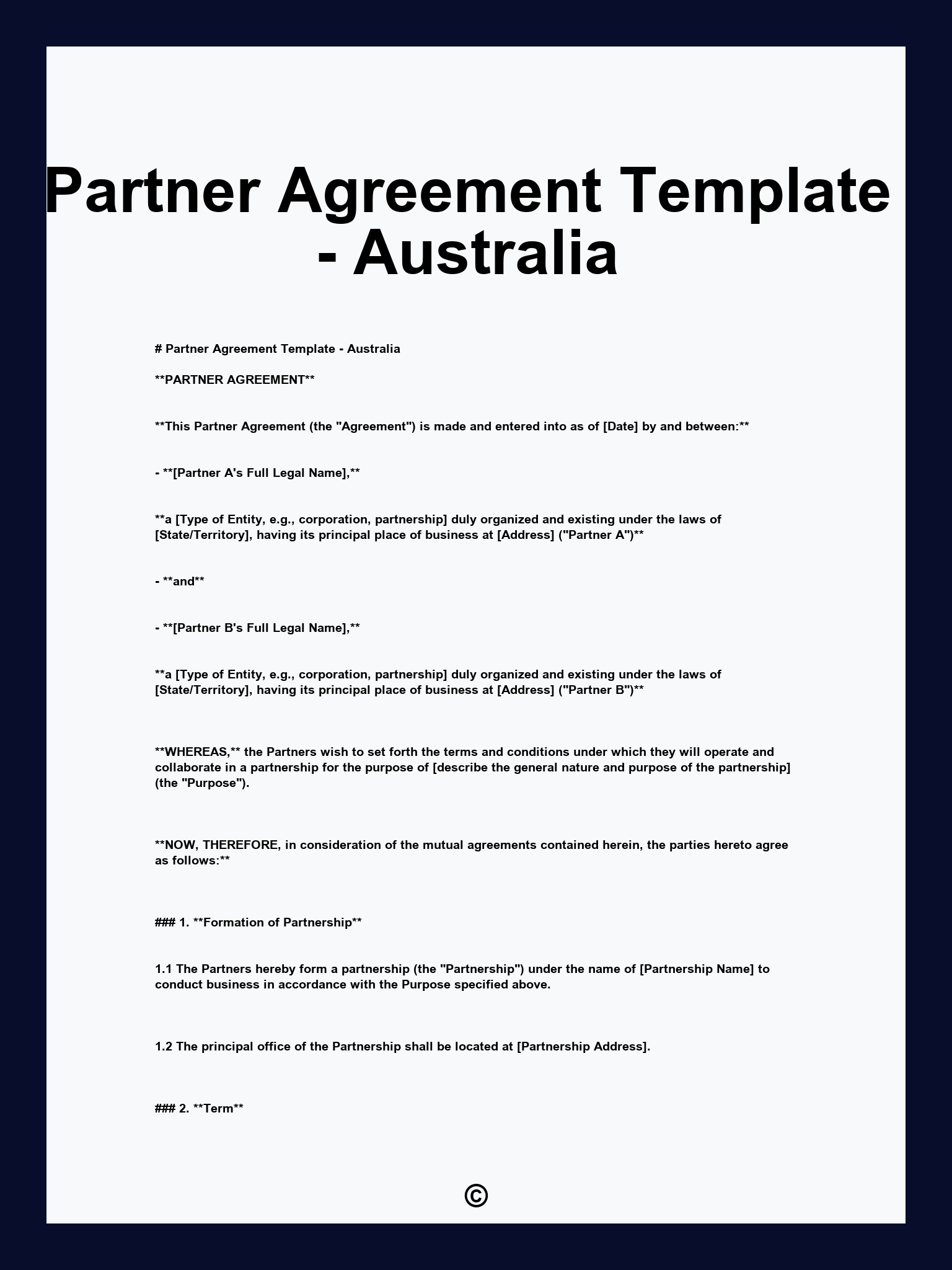 Partner Agreement Template - Australia