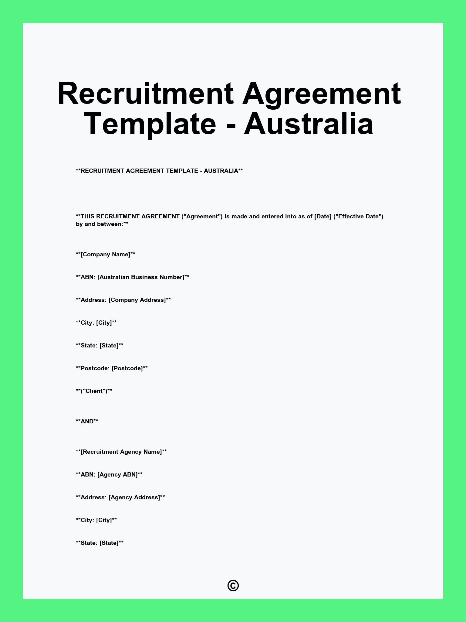 Recruitment Agreement Template - Australia