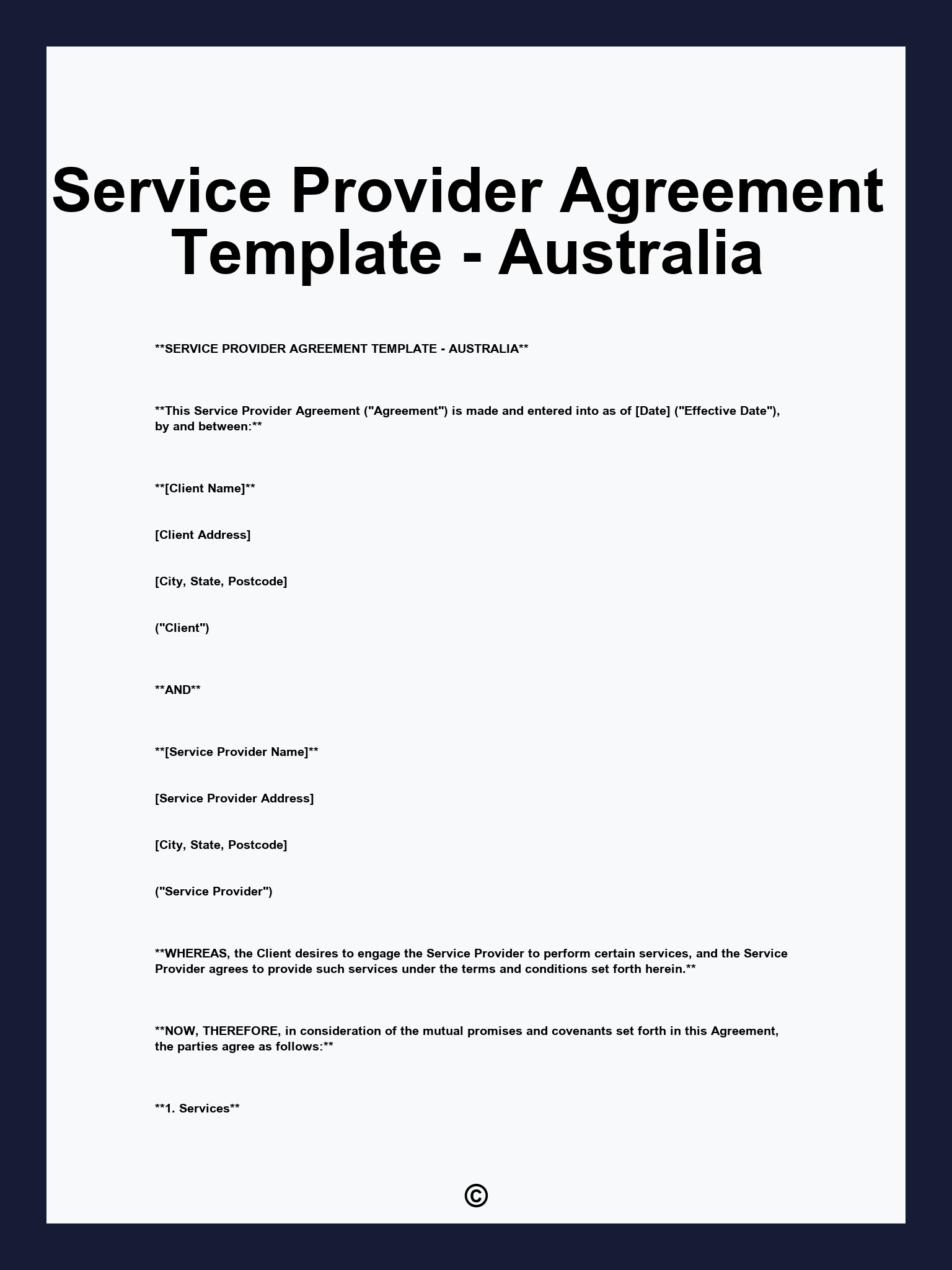 Service Provider Agreement Template - Australia