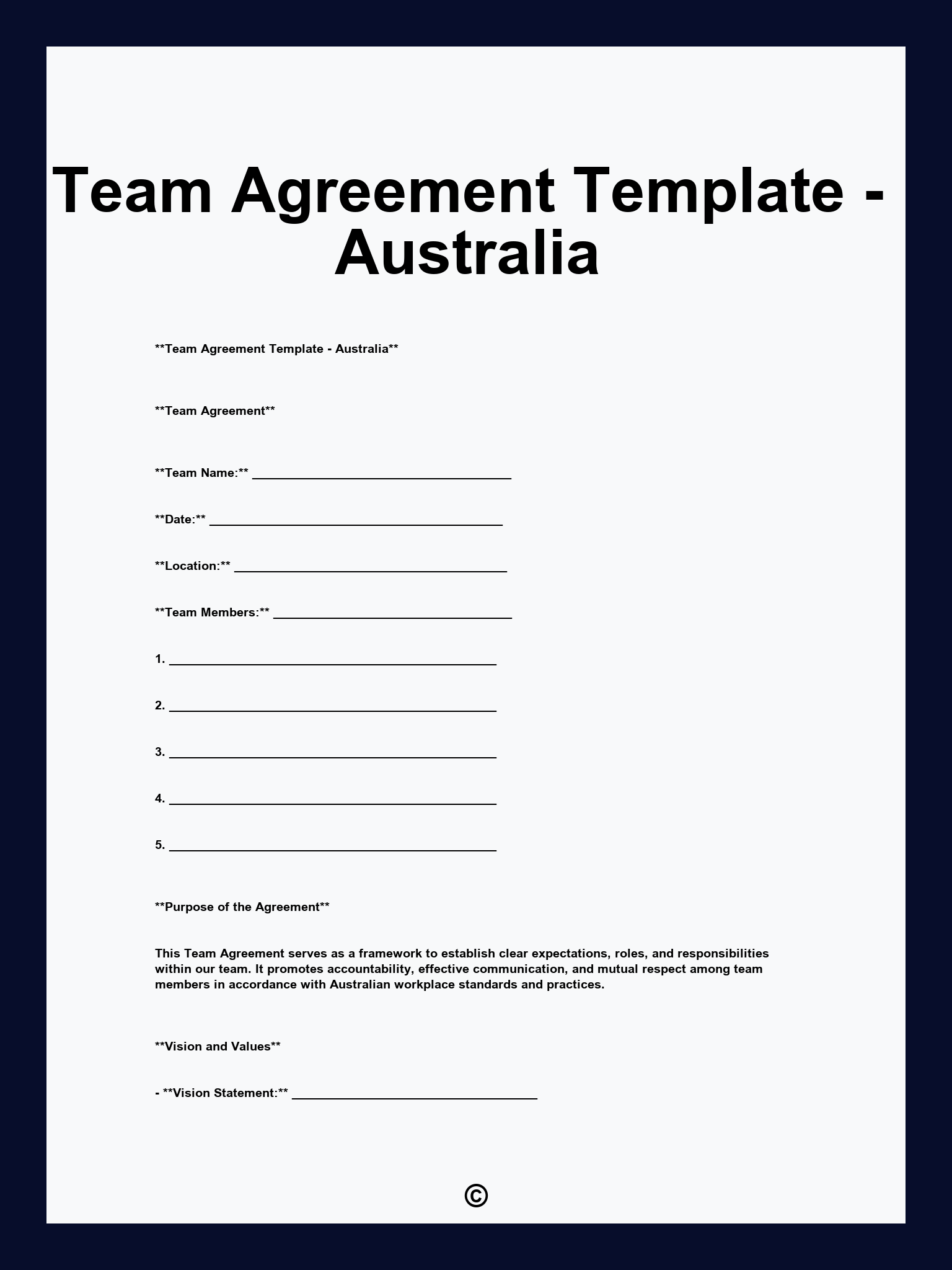 Team Agreement Template - Australia
