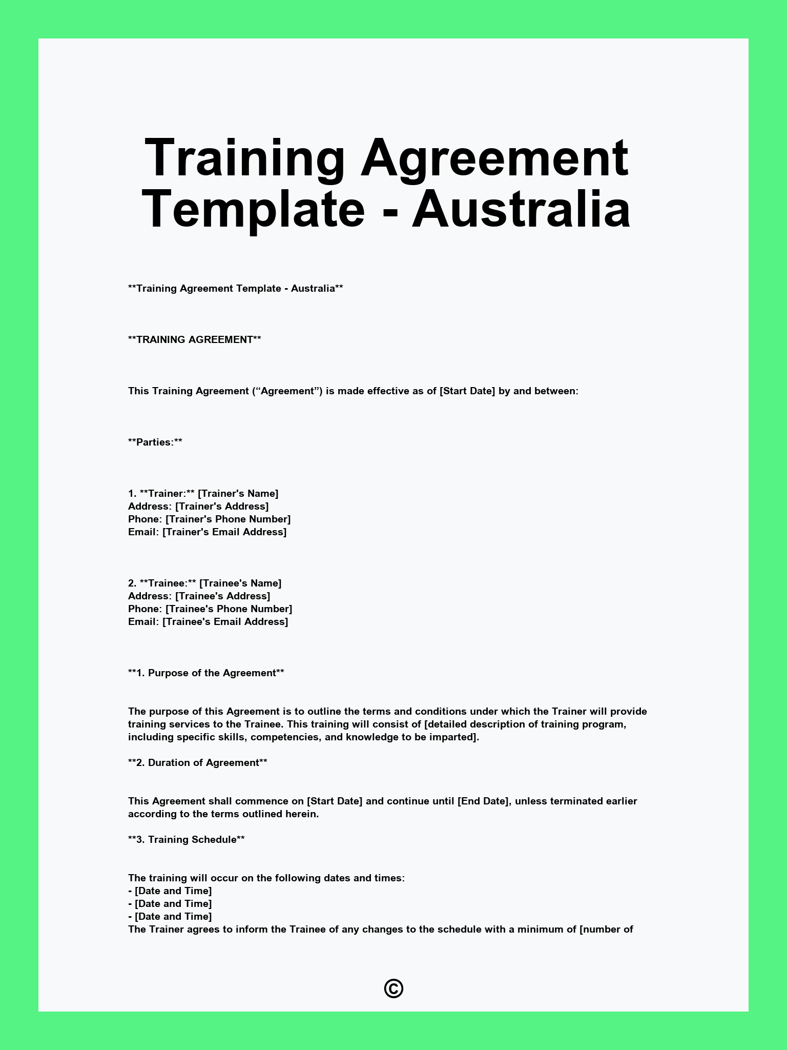 Training Agreement Template - Australia