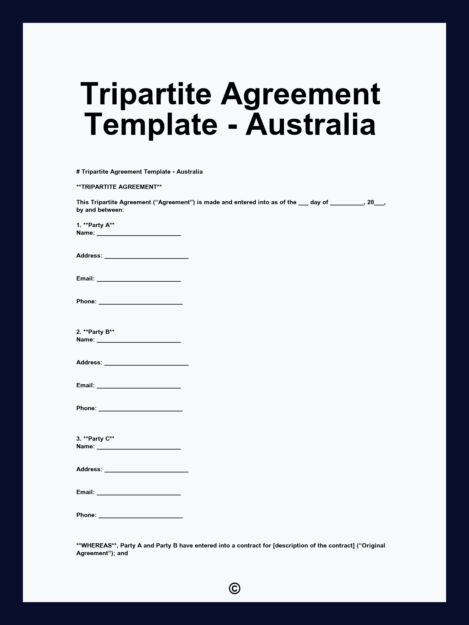 Tripartite Agreement Template - Australia